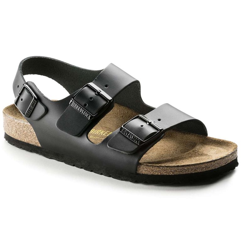 Birkenstock Milano Leather Multi Strap Sandals Black | q3YyymQgiZe