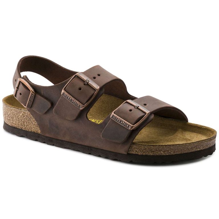 Birkenstock Milano Oiled Leather Back Strap Sandals Brown | JZuRVMA54It