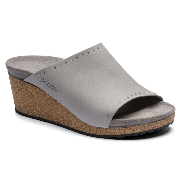 Birkenstock Namica Nubuck Leather One Strap Sandals Grey | pjphpFtcudM