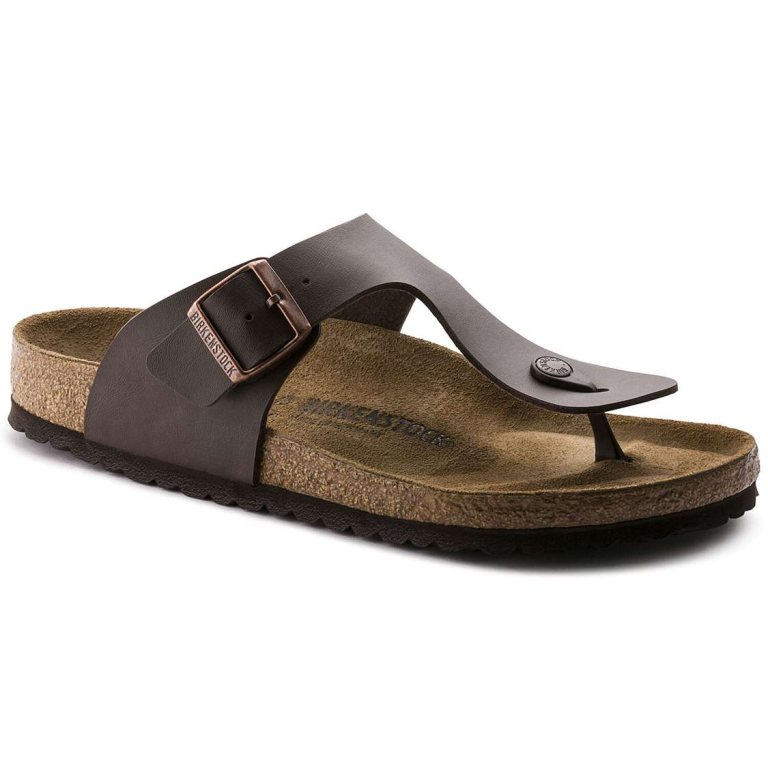 Birkenstock Ramses Birko-Flor One Strap Sandals Dark Brown | z93WoSL2S6Y