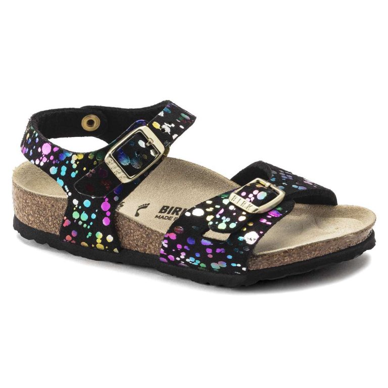 Birkenstock Rio Microfiber Girls Sandals Black | sMuRa64sOV1