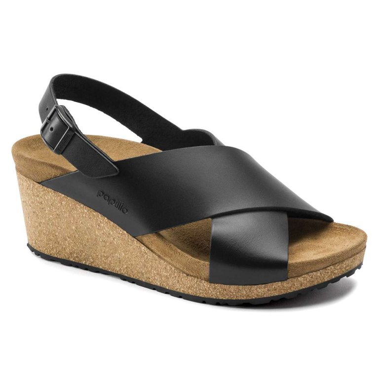 Birkenstock Samira Leather Two Strap Sandals Black | nujwlrpU5iv