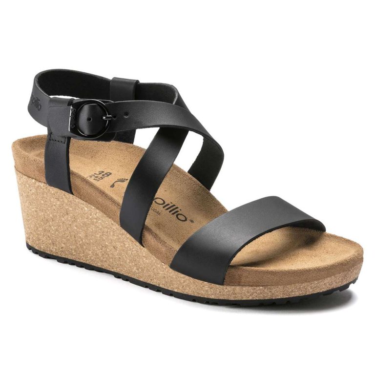 Birkenstock Sibyl Leather Multi Strap Sandals Black | 3PnAImDuUtb