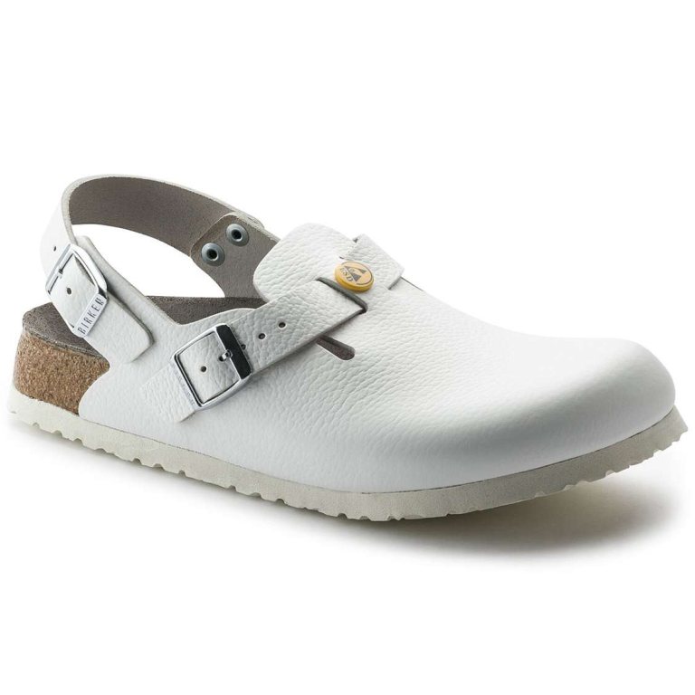 Birkenstock Tokio ESD Leather Clogs White | UDxXCoIm2n9