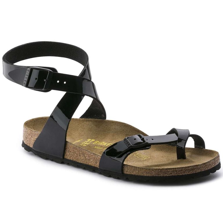 Birkenstock Yara Birko-Flor Patent Thong Black | hQvFDTzUFCs