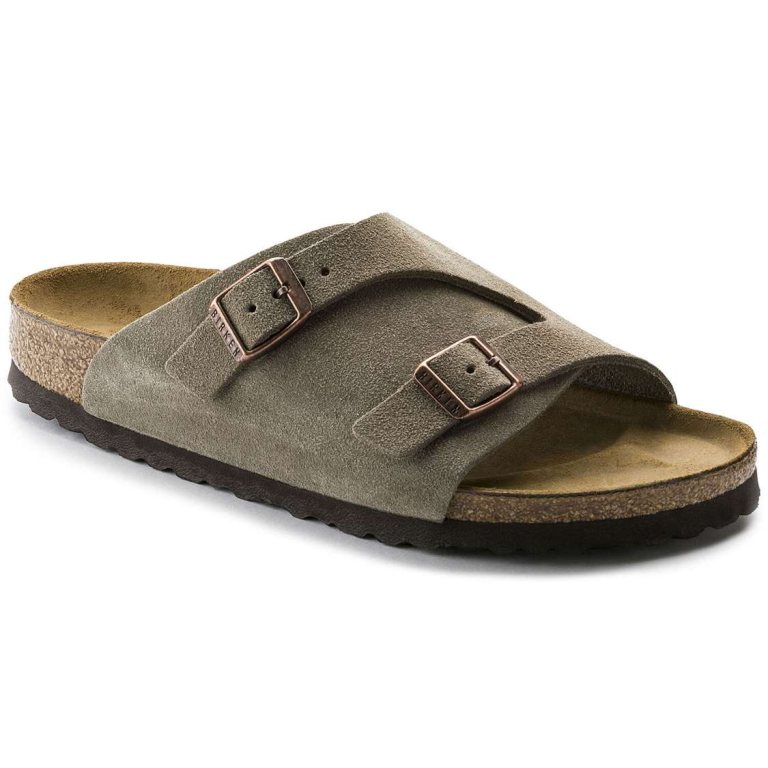 Birkenstock Zürich Suede Leather Two Strap Sandals Brown | 8bfytLwYWOq