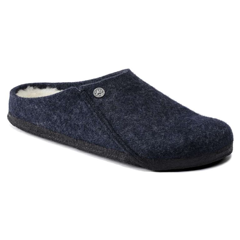 Birkenstock Zermatt Wool Felt Clogs Dark Blue | IH6AdSoMkZZ