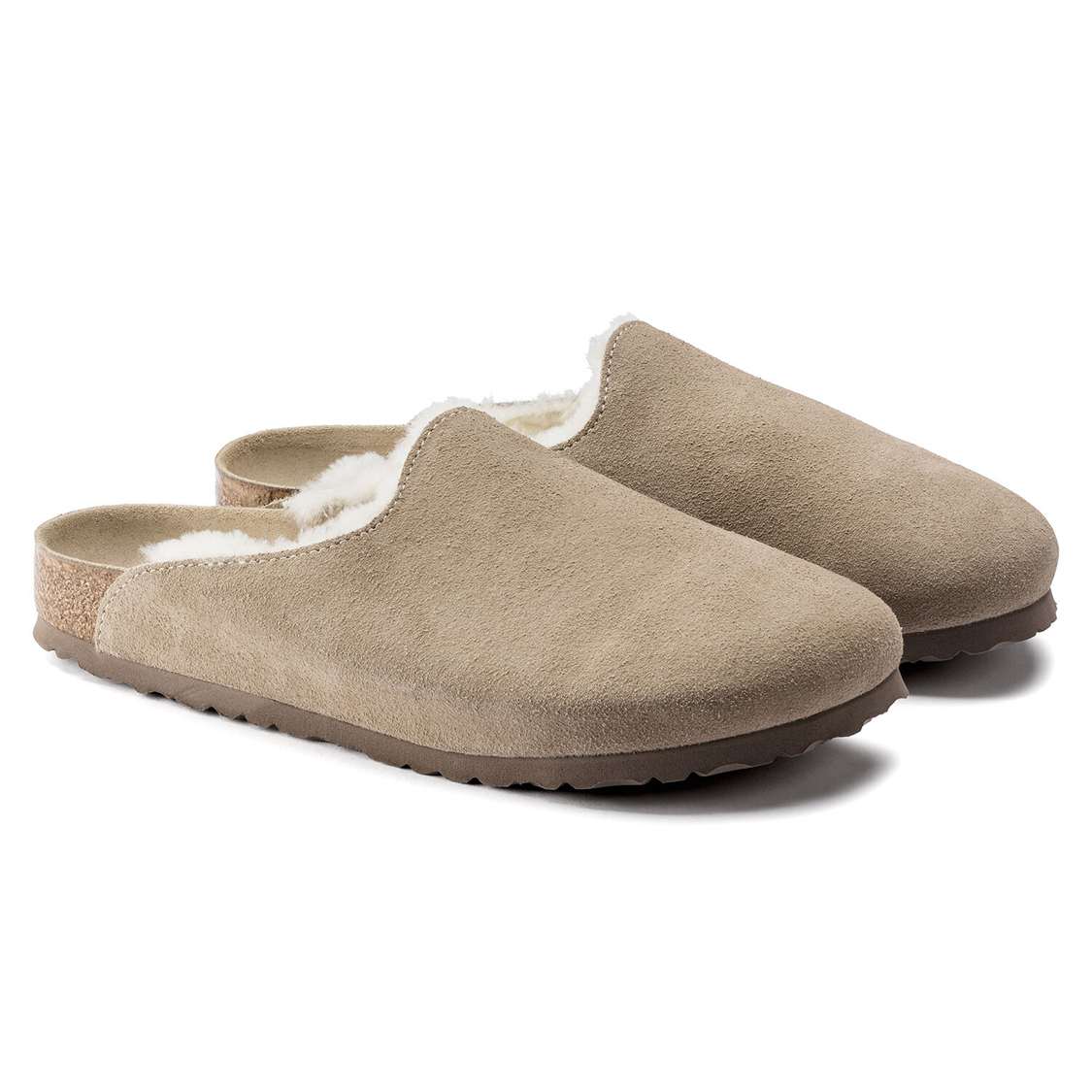 Birkenstock Amsterdam Shearling Suede Leather Clogs Brown | QMzURAkxmyl