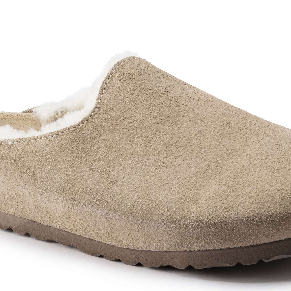 Birkenstock Amsterdam Shearling Suede Leather Clogs Brown | jOLkEAqOkr4