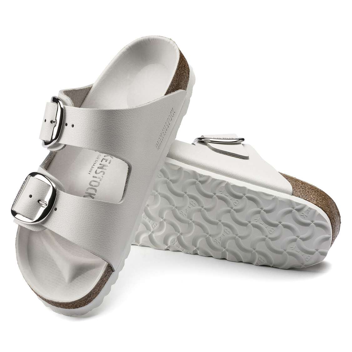 Birkenstock Arizona Big Buckle Leather Two Strap Sandals White | 5G5xuJHTTnL