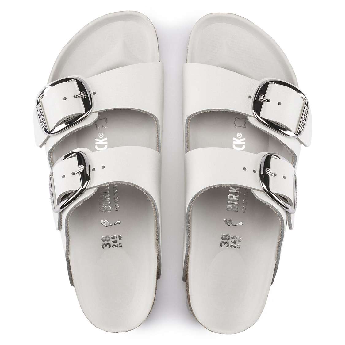 Birkenstock Arizona Big Buckle Leather Two Strap Sandals White | 5G5xuJHTTnL