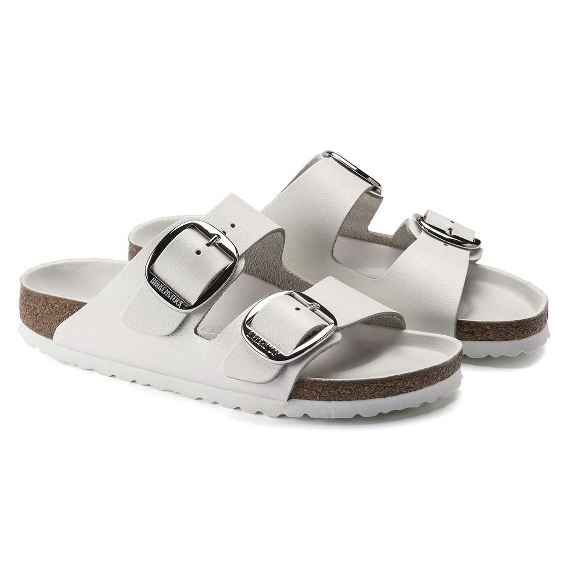 Birkenstock Arizona Big Buckle Leather Two Strap Sandals White | 5G5xuJHTTnL