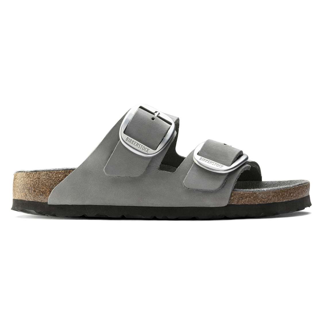 Birkenstock Arizona Big Buckle Nubuck Leather Two Strap Sandals Grey | FWS2CWixRLV