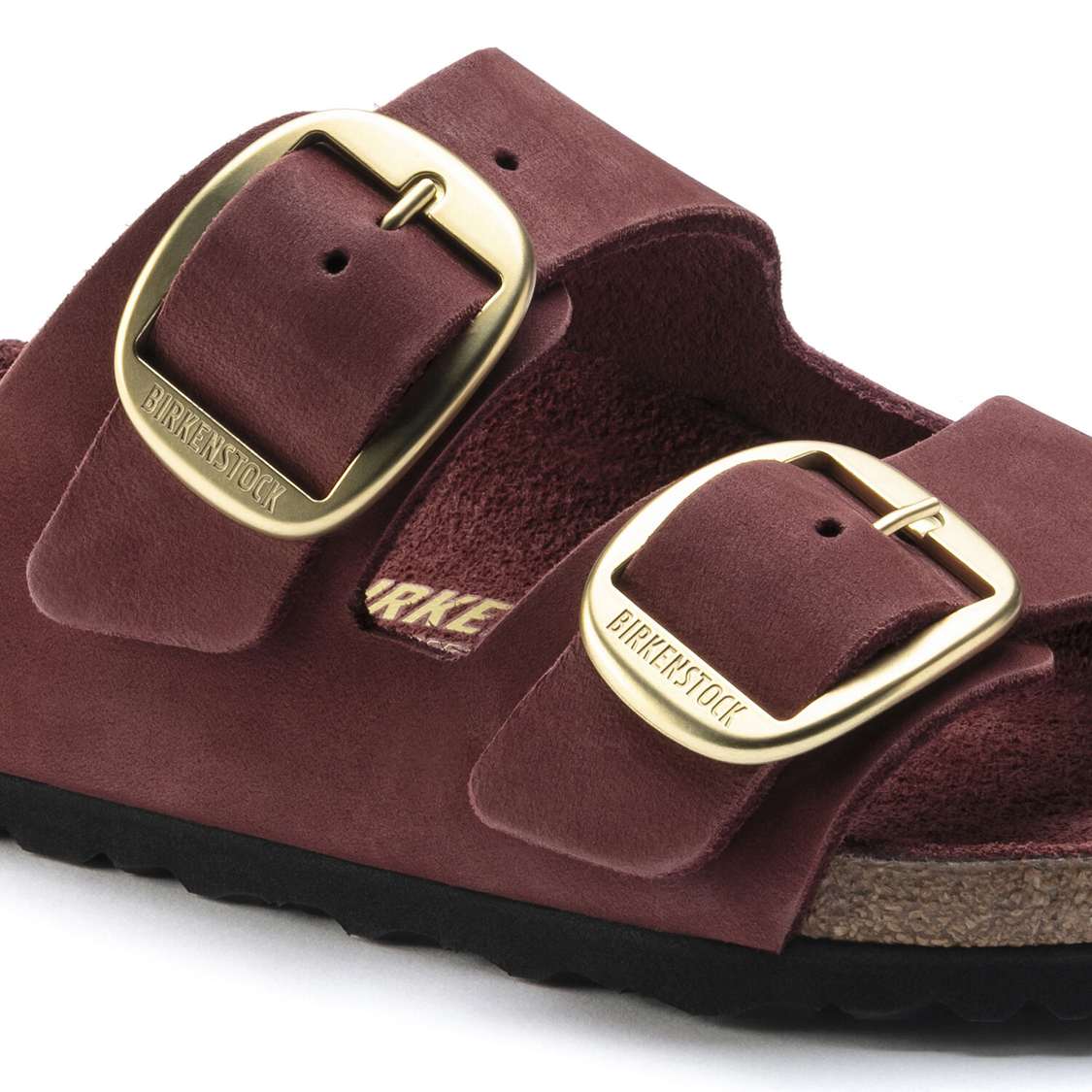 Birkenstock Arizona Big Buckle Nubuck Leather Two Strap Sandals Red | HWFNiq9ZW1z