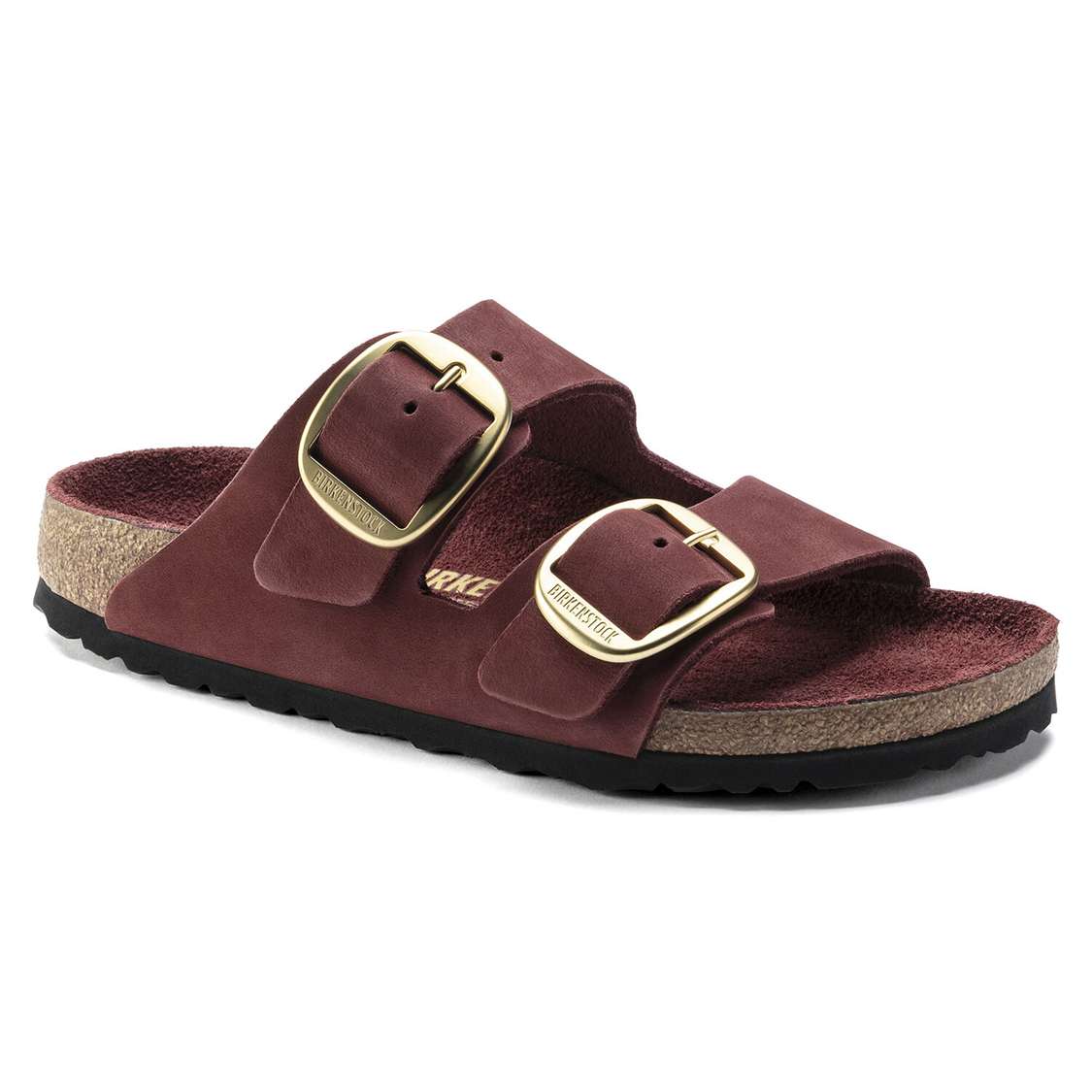 Birkenstock Arizona Big Buckle Nubuck Leather Two Strap Sandals Red | HWFNiq9ZW1z