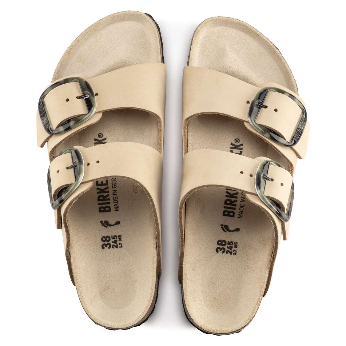 Birkenstock Arizona Big Buckle Nubuck Leather Two Strap Sandals Yellow | Ib4wFZorZ5N