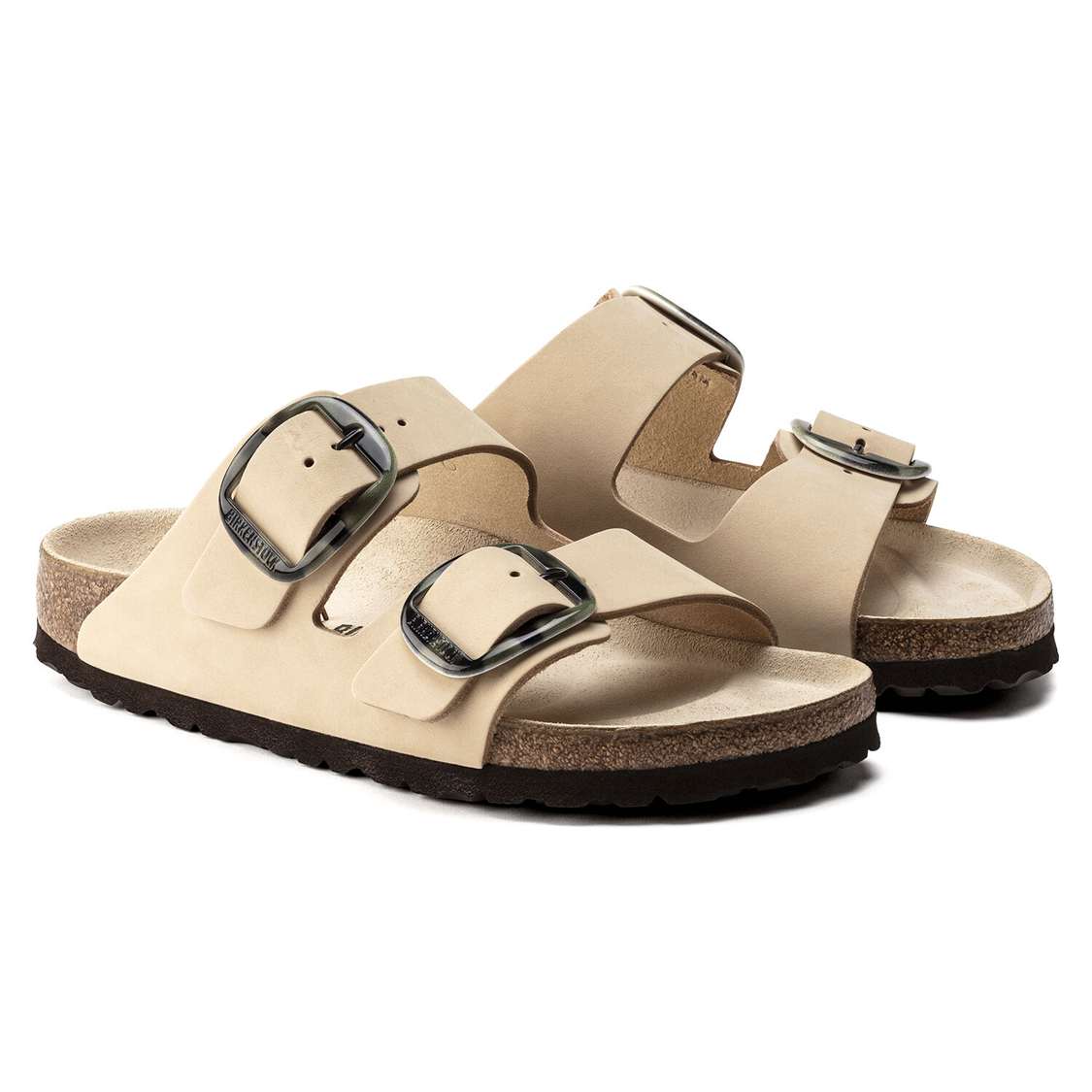 Birkenstock Arizona Big Buckle Nubuck Leather Two Strap Sandals Yellow | Ib4wFZorZ5N