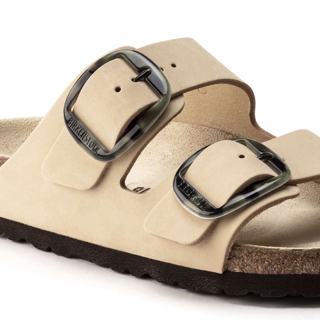 Birkenstock Arizona Big Buckle Nubuck Leather Two Strap Sandals Yellow | Ib4wFZorZ5N