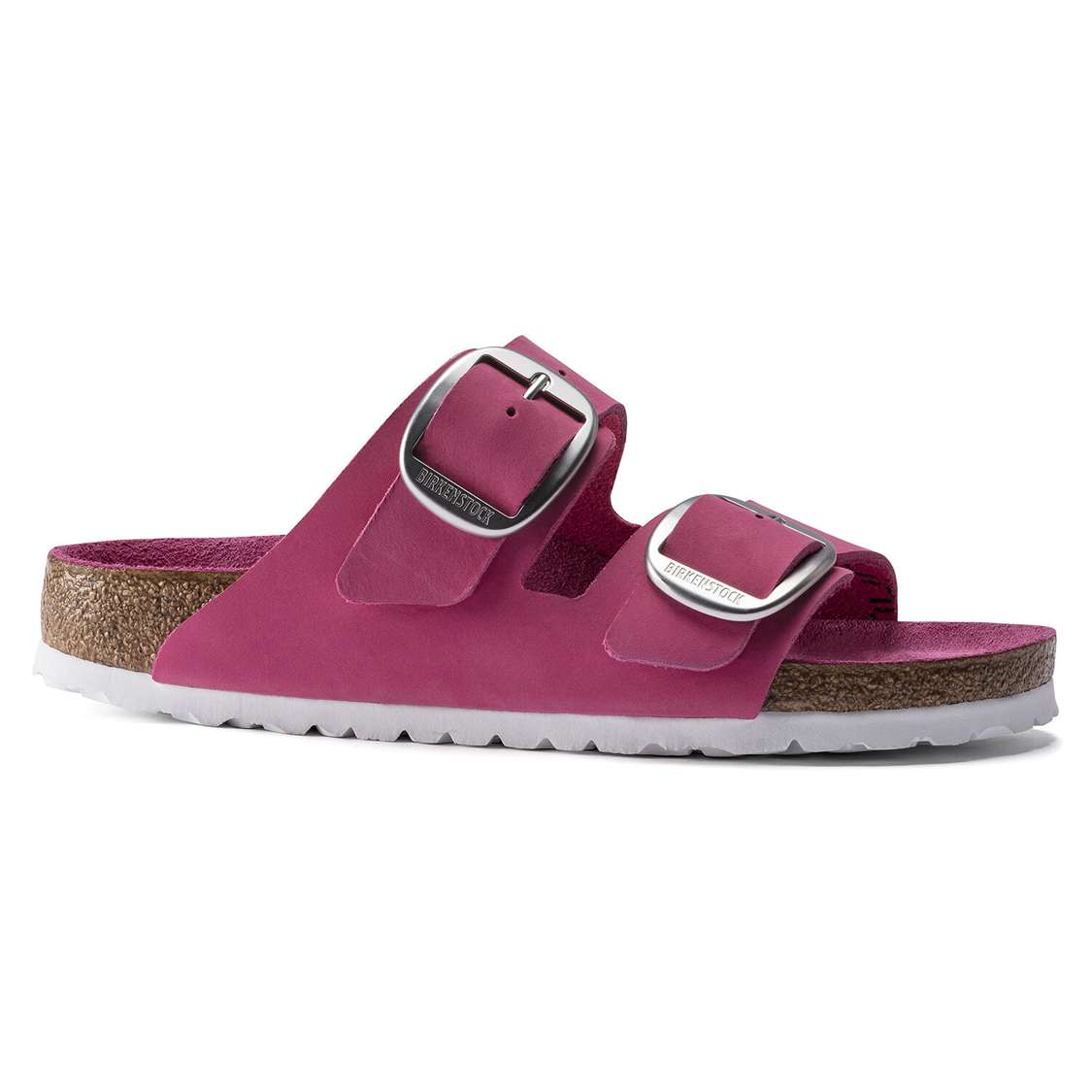 Birkenstock Arizona Big Buckle Nubuck Leather Two Strap Sandals Fuchsia | MsRVbtfOSdp