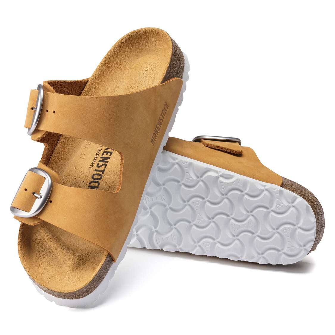 Birkenstock Arizona Big Buckle Nubuck Leather Two Strap Sandals Apricot | zxQd8vzgHqZ