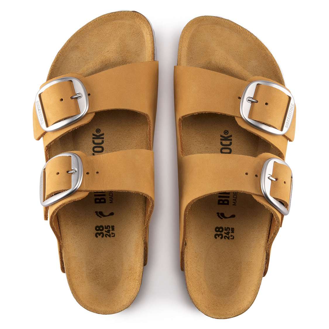 Birkenstock Arizona Big Buckle Nubuck Leather Two Strap Sandals Apricot | zxQd8vzgHqZ