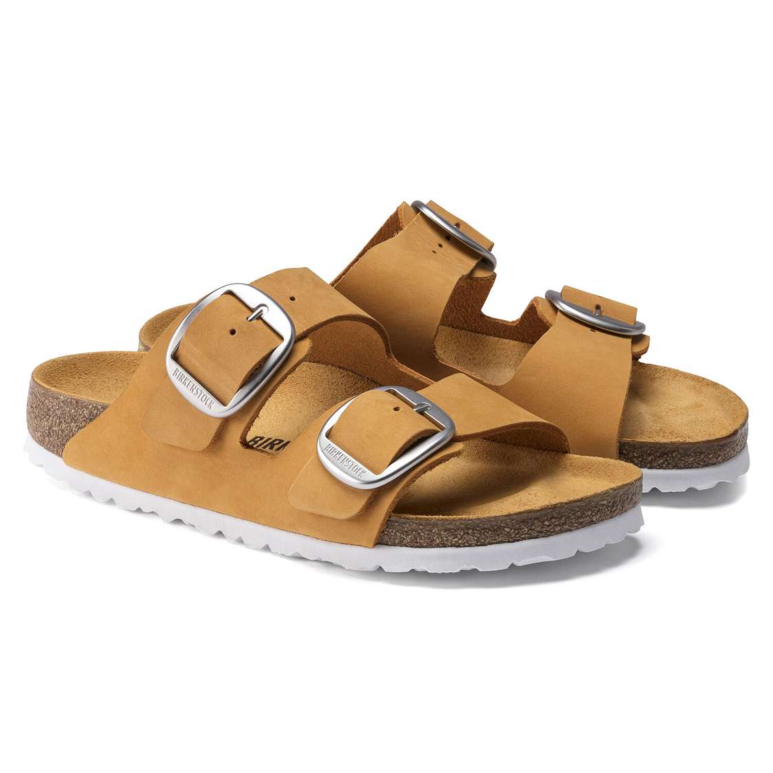 Birkenstock Arizona Big Buckle Nubuck Leather Two Strap Sandals Apricot | zxQd8vzgHqZ