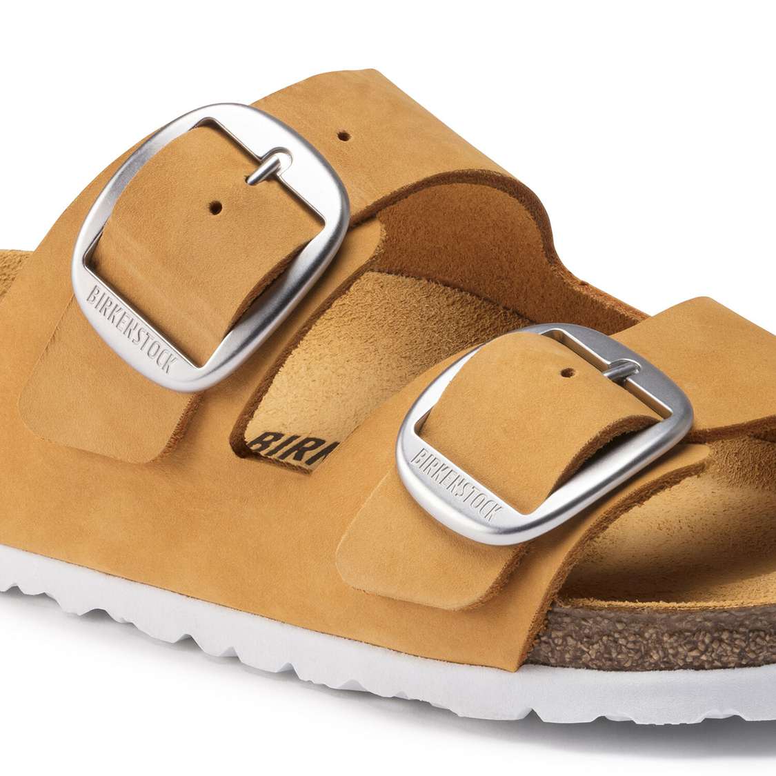 Birkenstock Arizona Big Buckle Nubuck Leather Two Strap Sandals Apricot | zxQd8vzgHqZ