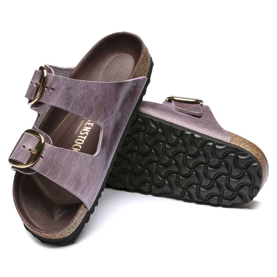 Birkenstock Arizona Big Buckle Oiled Leather Two Strap Sandals Lavender | 4B8wKgetogB