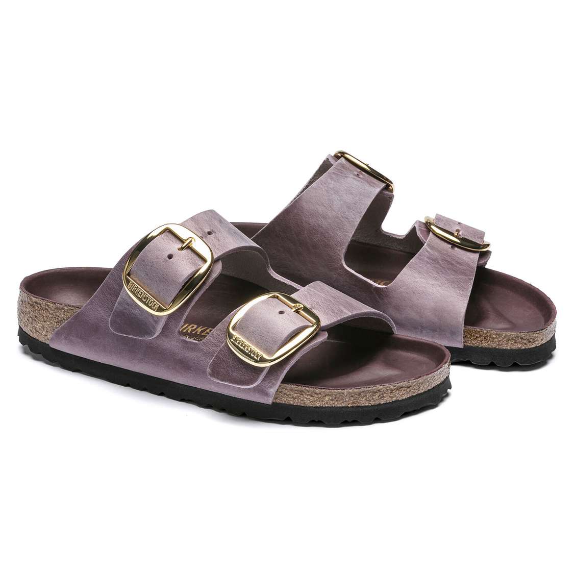 Birkenstock Arizona Big Buckle Oiled Leather Two Strap Sandals Lavender | 4B8wKgetogB