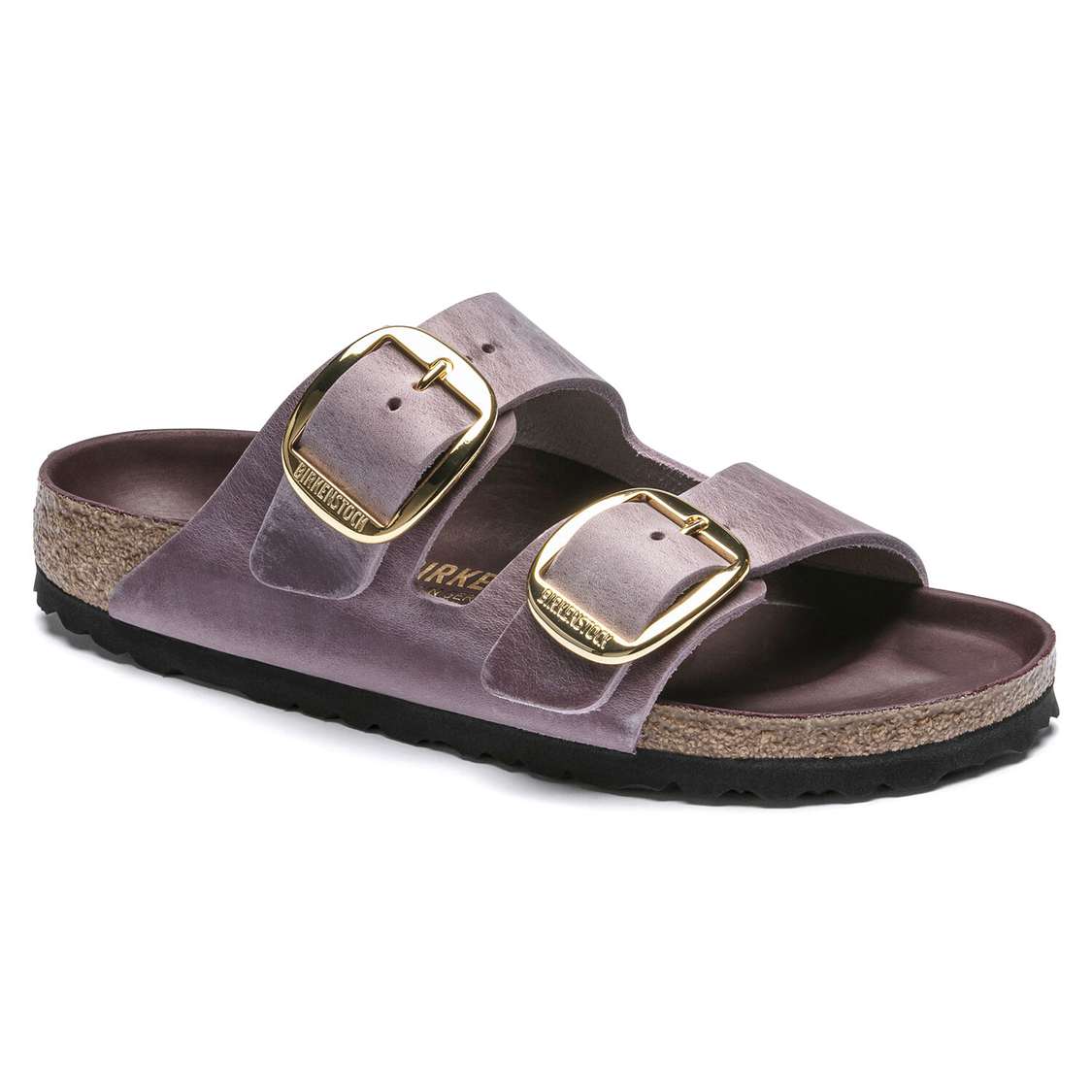 Birkenstock Arizona Big Buckle Oiled Leather Two Strap Sandals Lavender | 4B8wKgetogB