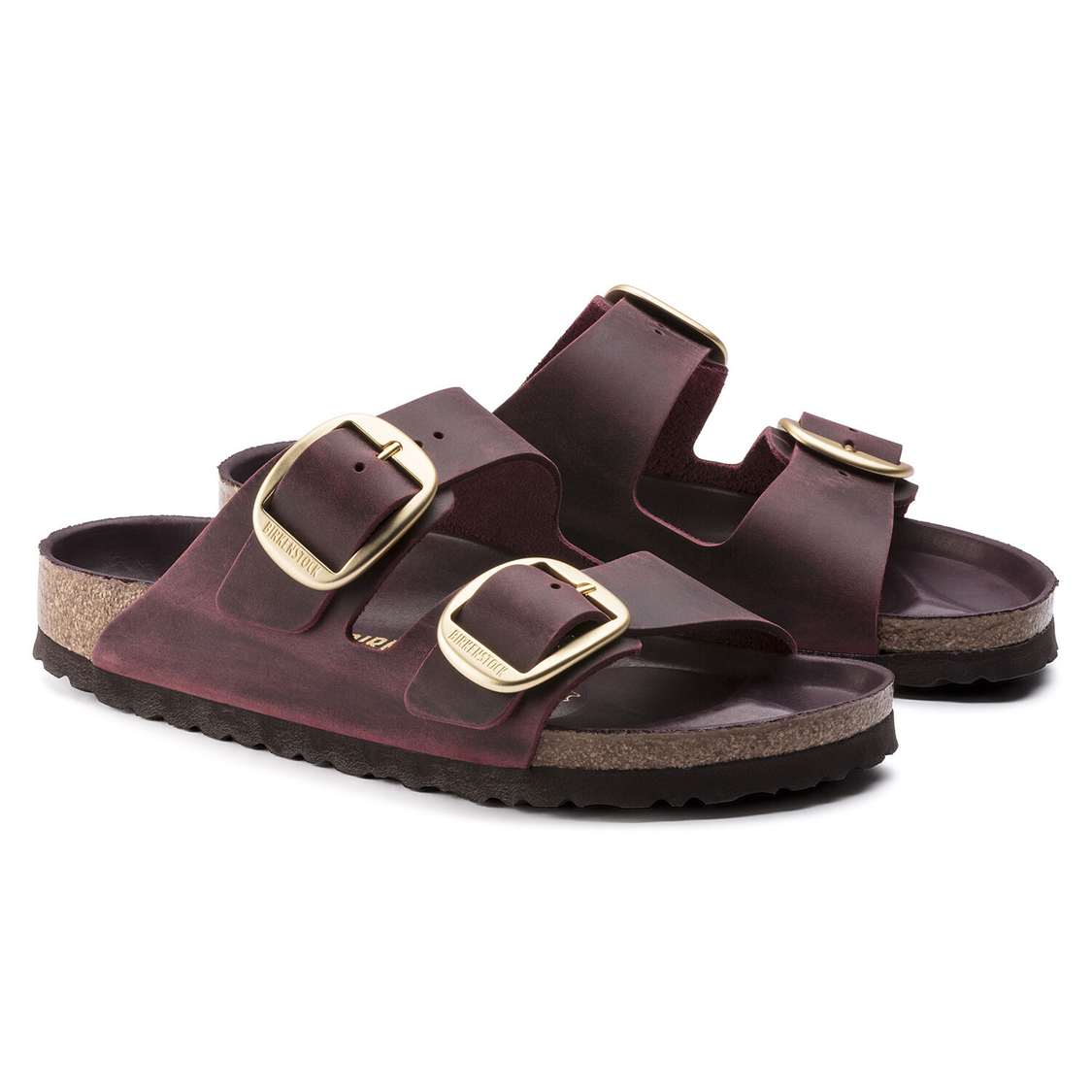 Birkenstock Arizona Big Buckle Oiled Leather Two Strap Sandals Red | VhAQgdXPira