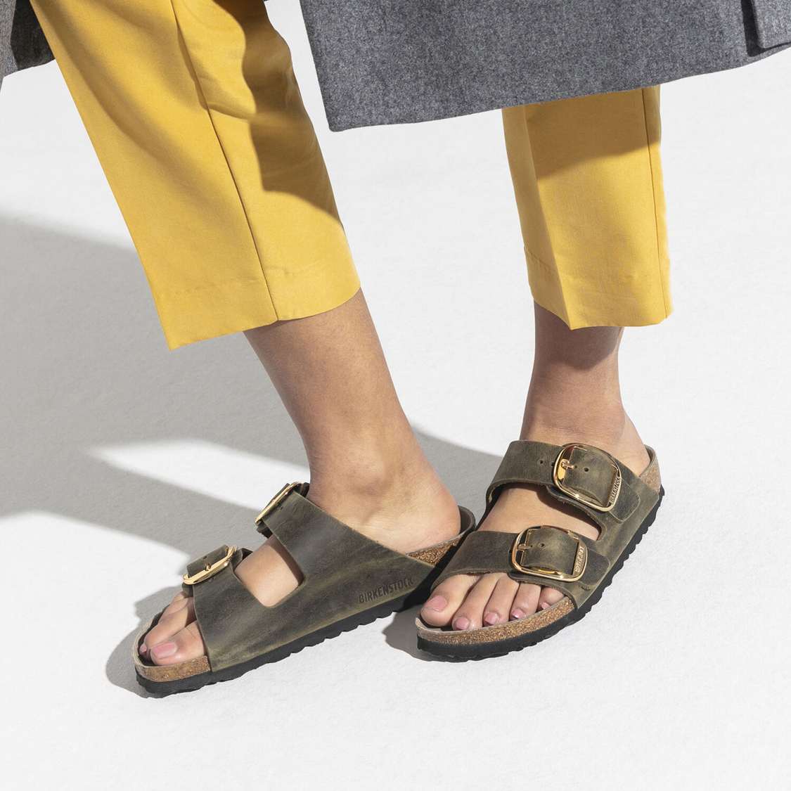 Birkenstock Arizona Big Buckle Oiled Leather Two Strap Sandals Yellow | a8dty6tnVCj