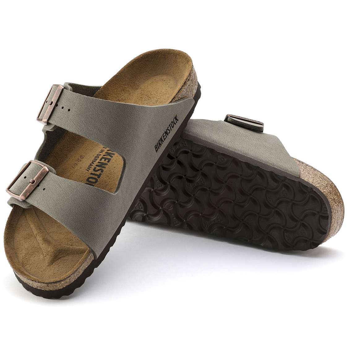 Birkenstock Arizona Birkibuc Two Strap Sandals Grey | QxgasIv4Lyq