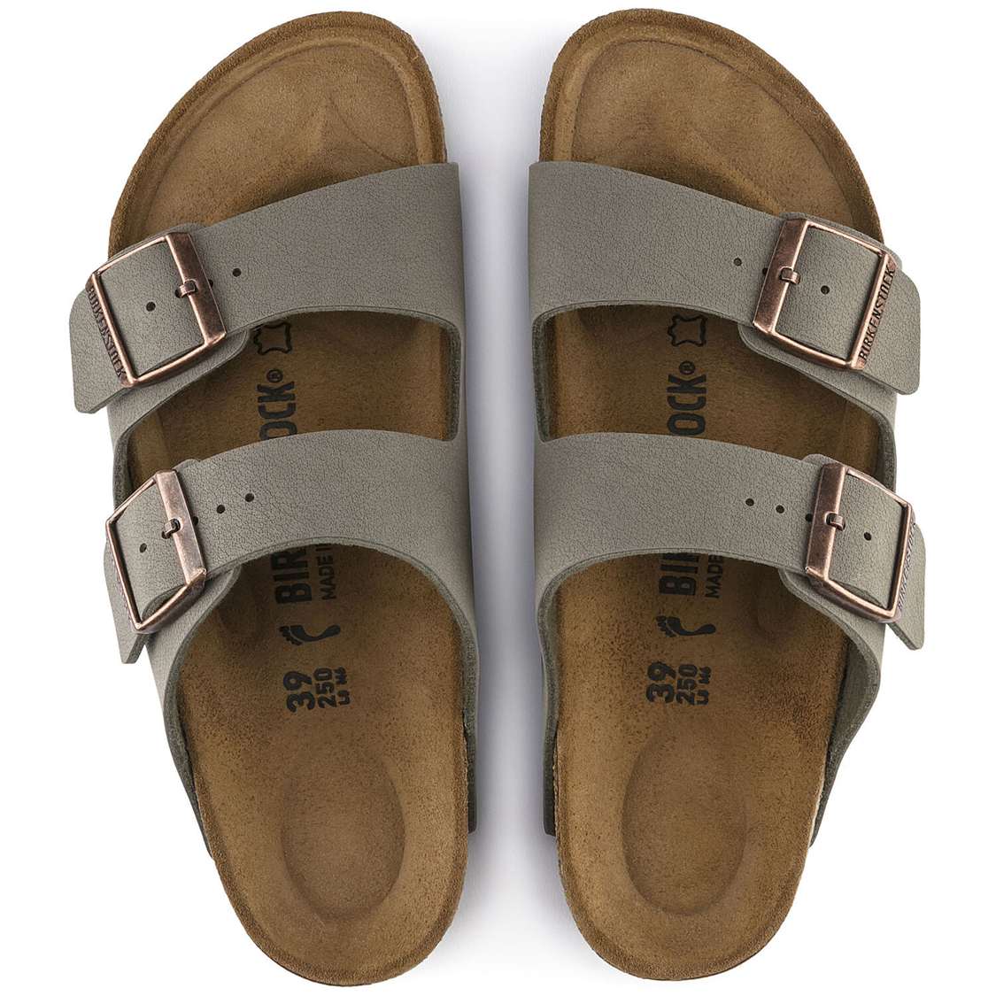 Birkenstock Arizona Birkibuc Two Strap Sandals Grey | QxgasIv4Lyq