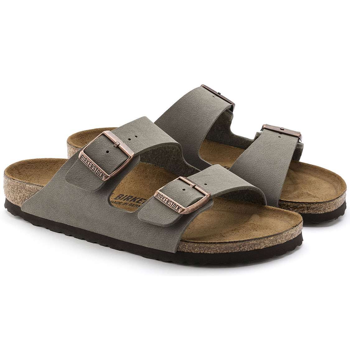 Birkenstock Arizona Birkibuc Two Strap Sandals Grey | QxgasIv4Lyq