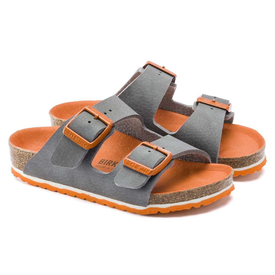 Birkenstock Arizona Birko-Flor Boys Sandals Grey | JjXLmsGhJCy