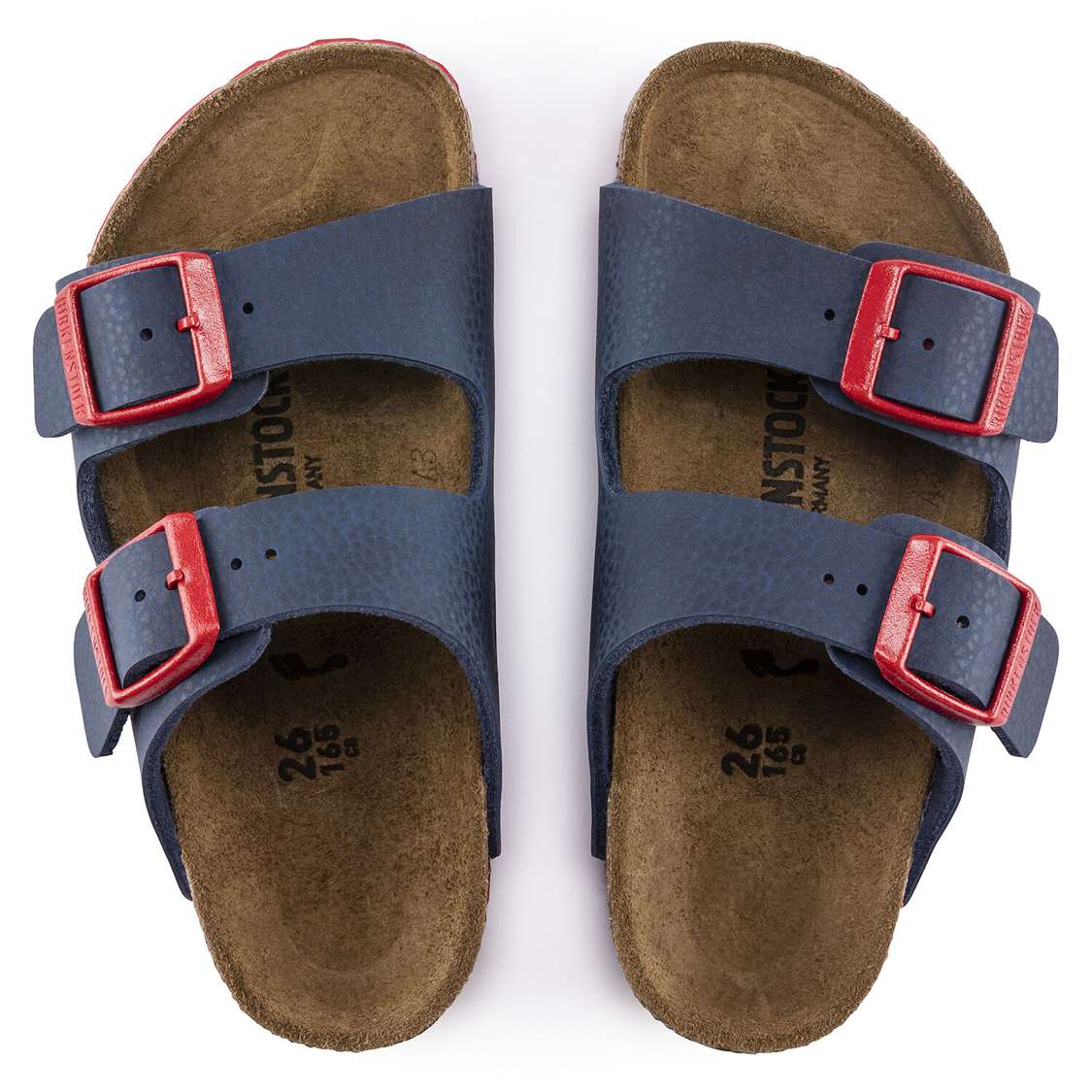 Birkenstock Arizona Birko-Flor Boys Sandals Blue Red | JoQ2RMmgfSh