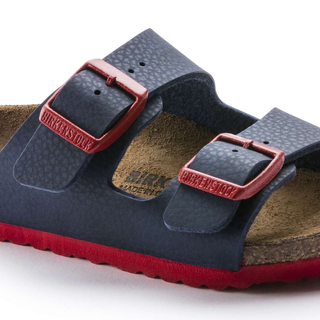 Birkenstock Arizona Birko-Flor Boys Sandals Blue Red | JoQ2RMmgfSh