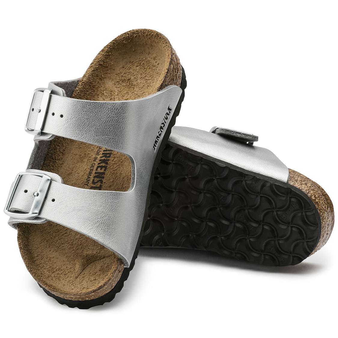 Birkenstock Arizona Birko-Flor Boys Sandals Silver | e3IkhQdQ9hM