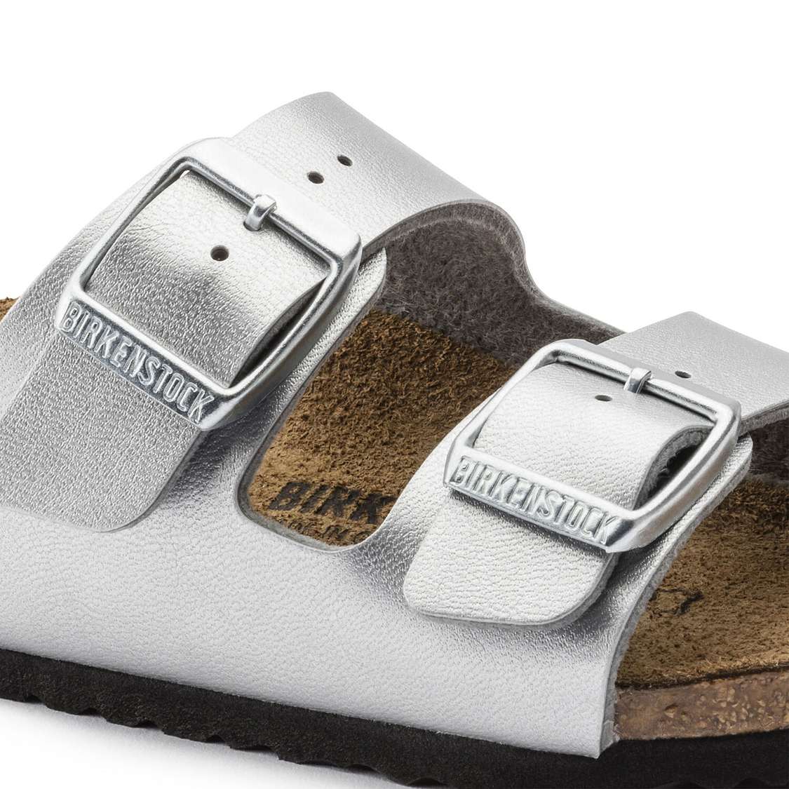 Birkenstock Arizona Birko-Flor Boys Sandals Silver | e3IkhQdQ9hM