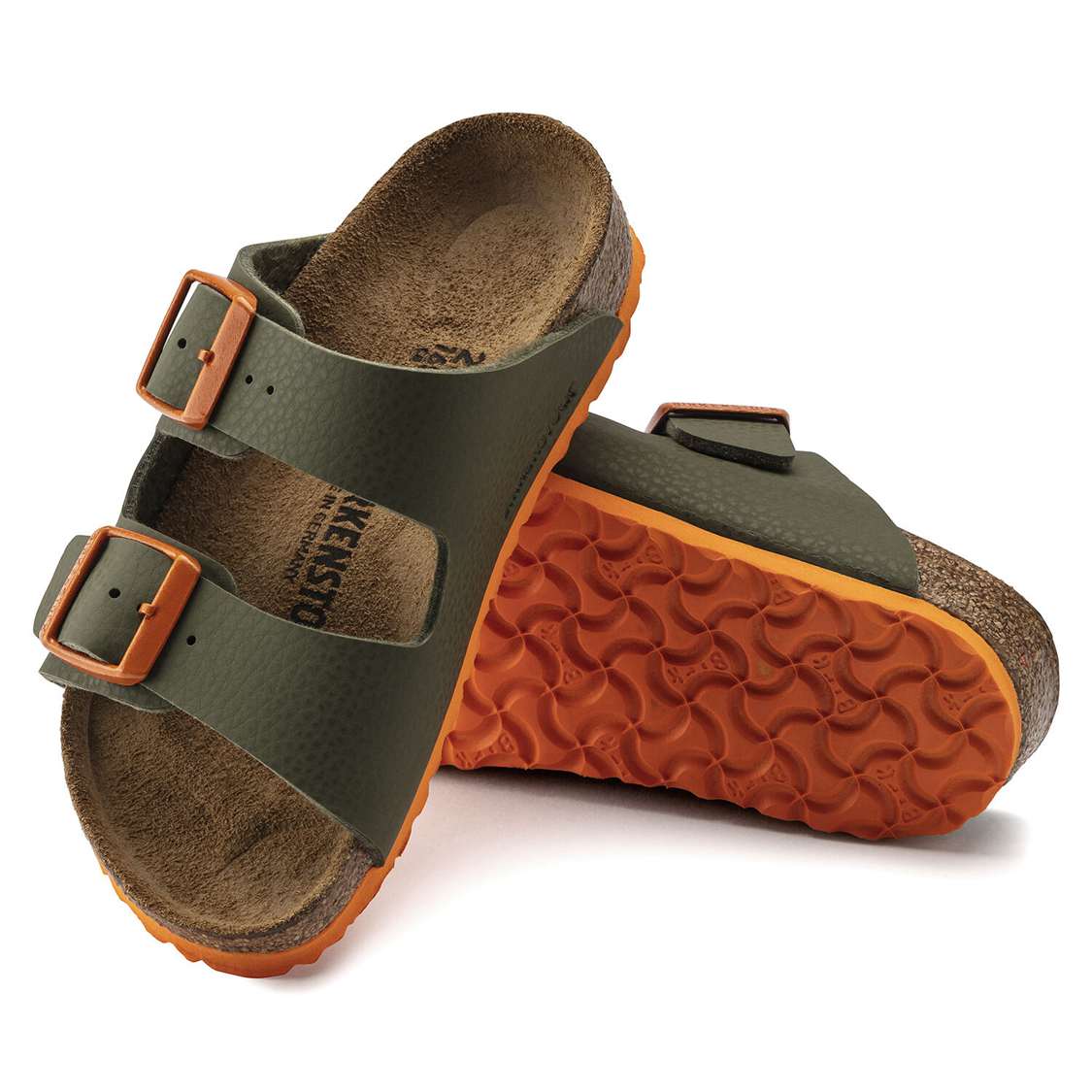 Birkenstock Arizona Birko-Flor Boys Sandals Green / Orange | mzXid2qyAUC