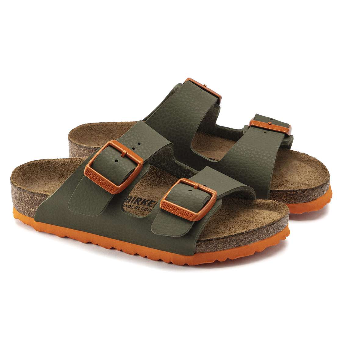 Birkenstock Arizona Birko-Flor Boys Sandals Green / Orange | mzXid2qyAUC