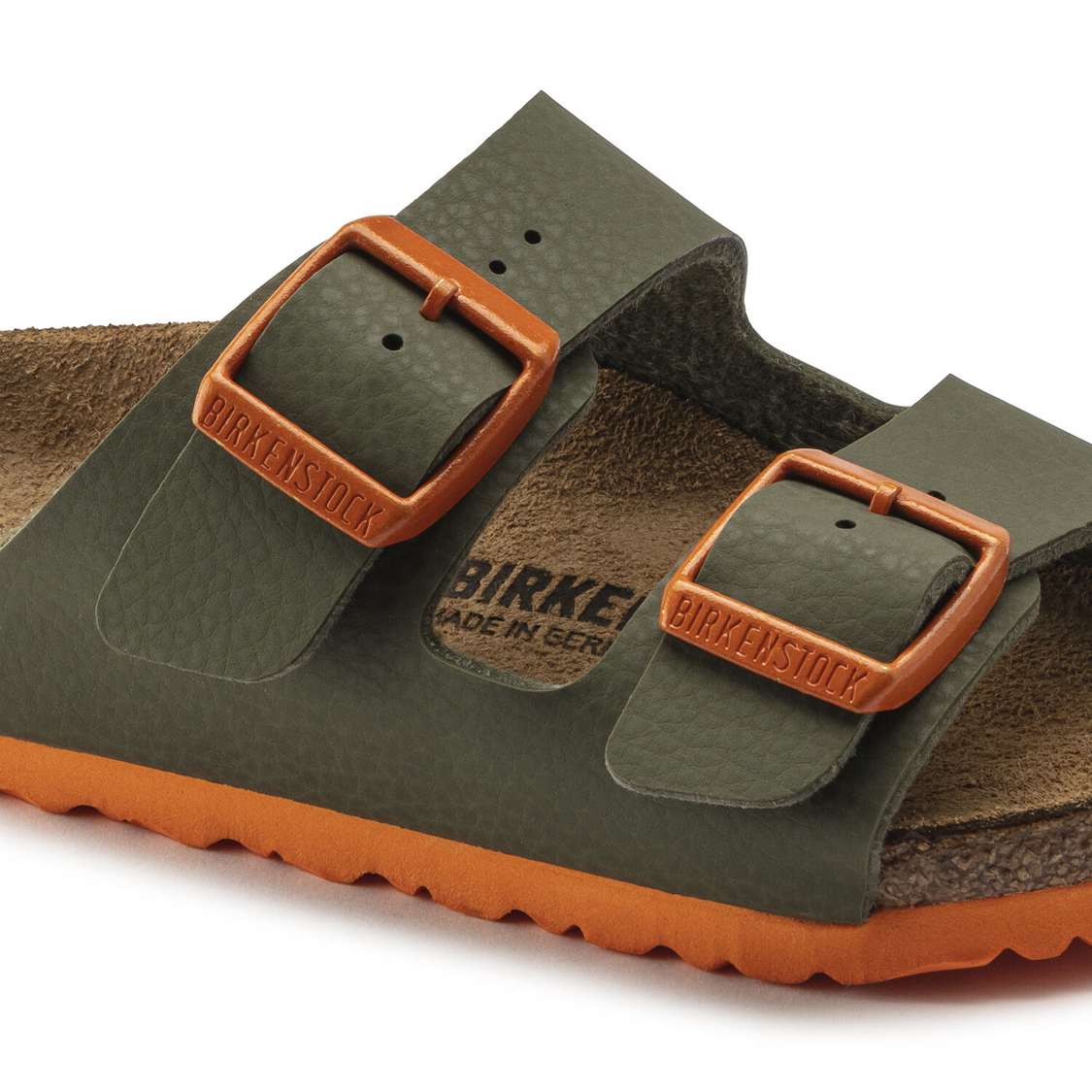 Birkenstock Arizona Birko-Flor Boys Sandals Green / Orange | mzXid2qyAUC