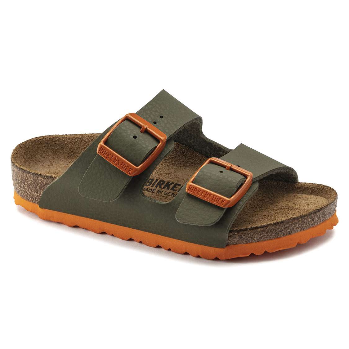 Birkenstock Arizona Birko-Flor Boys Sandals Green / Orange | mzXid2qyAUC