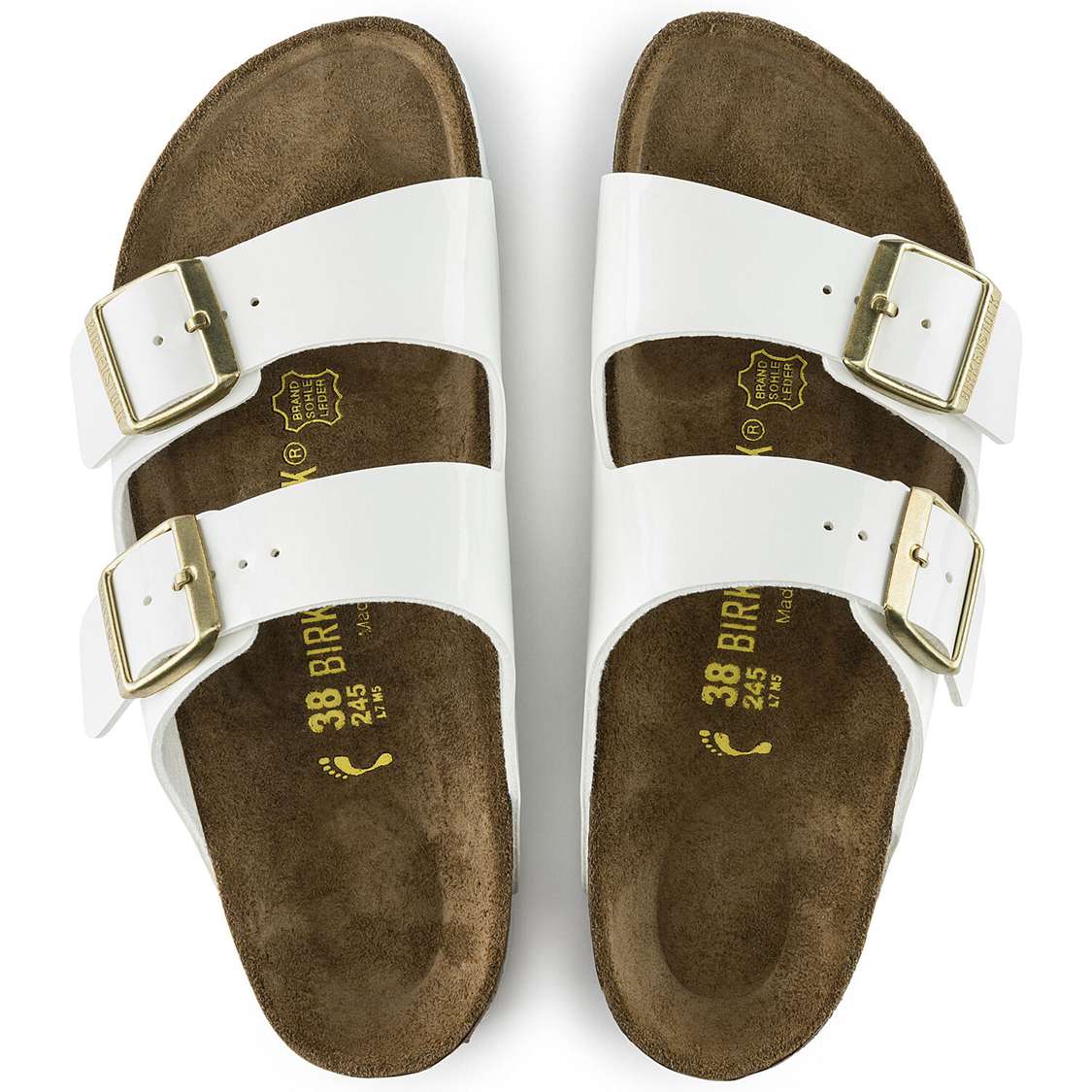 Birkenstock Arizona Birko-Flor Patent Two Strap Sandals White | 4xqVBXaVCTH