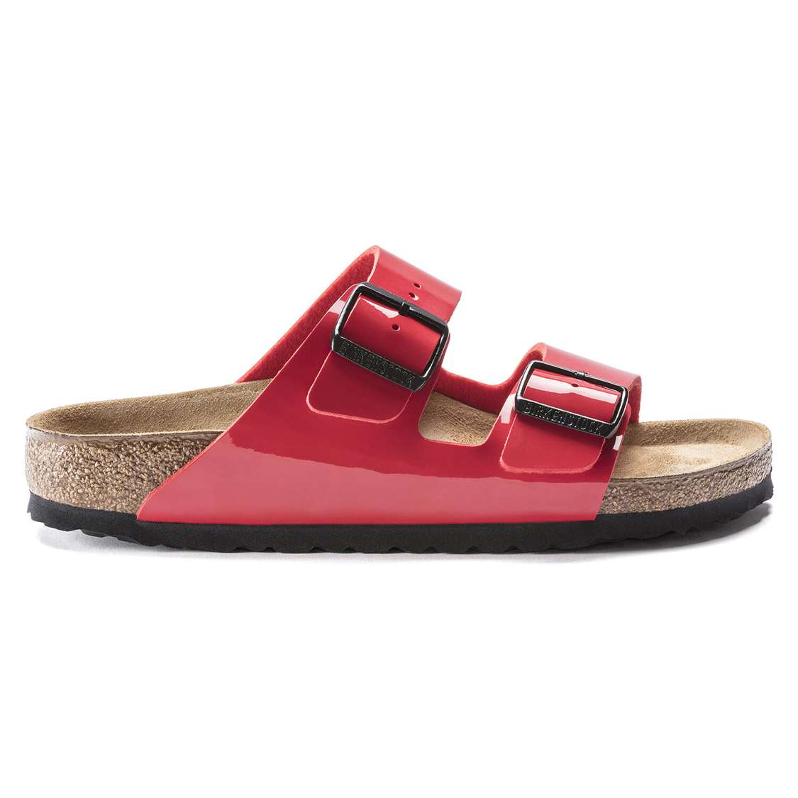 Birkenstock Arizona Birko-Flor Patent Two Strap Sandals Pink | XOdDyKEulyP