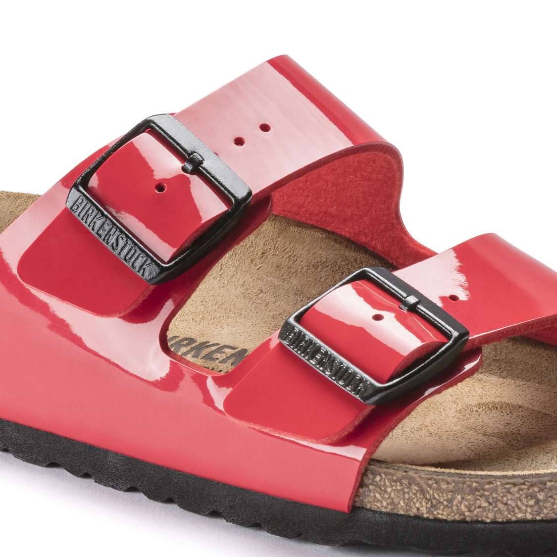 Birkenstock Arizona Birko-Flor Patent Two Strap Sandals Pink | XOdDyKEulyP