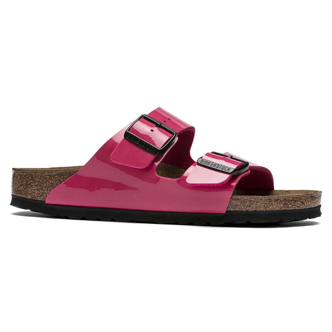 Birkenstock Arizona Birko-Flor Patent Two Strap Sandals Fuchsia | otxnKGsvHZH