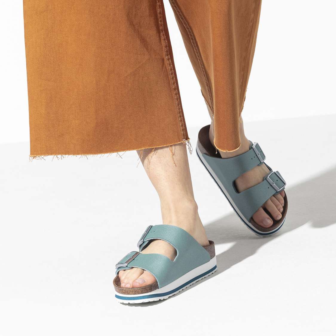 Birkenstock Arizona Birko-Flor Platforms Sandals Turquoise | FhVWGbLjk7Q