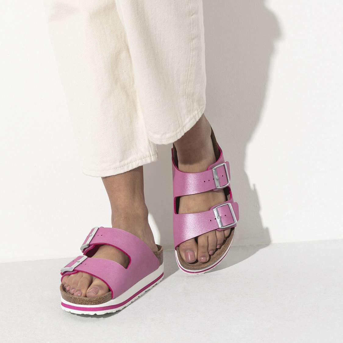 Birkenstock Arizona Birko-Flor Platforms Sandals Fuchsia | QDfw5JH958j